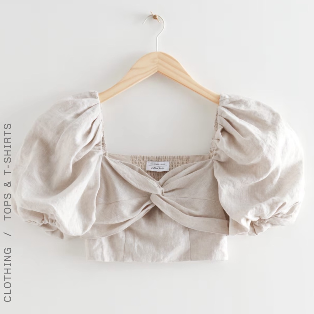 & Other Stories Cream Puff Sleeve Crop Top